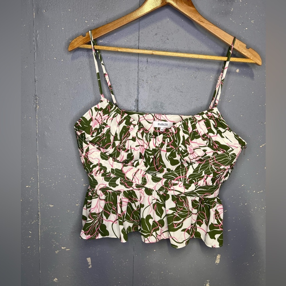 Parker Floral Print Peplum Size 10 - Picture 2 of 4